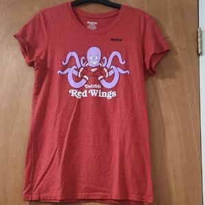 Reebok Red Graphic Tee with Octopus Design